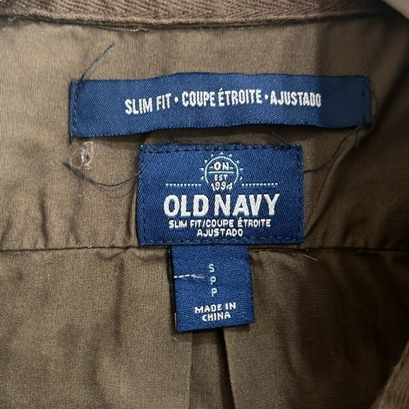 Old Navy Adult Man Size Small Brown Button Up Casual Short Sleeve Shirt Slim Fit - Picture 4 of 7